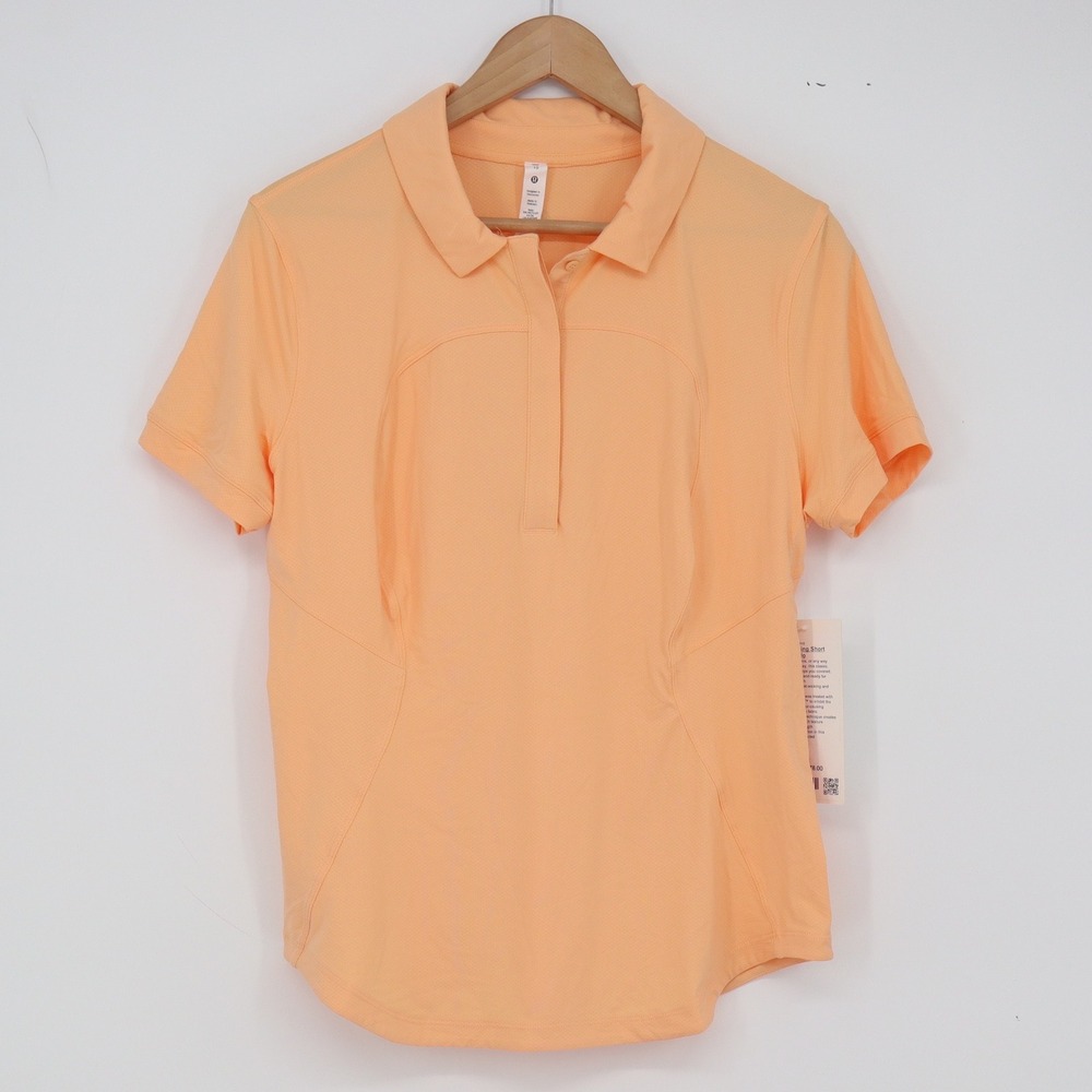Lululemon Polo Shirt Womens 10 Quick-Drying SS Polo Sunny Coral Button-Down NEW